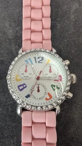 ๐ LEADSTAR Rainbow Dial Pink Silicone Watch โ Crystal Bezel, Unworn! ๐ - Picture 1 of 11