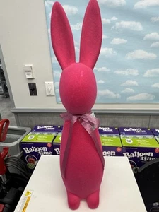 31” Bright Pink Flocked Bunny Rabbit - Picture 1 of 3