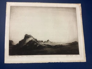 Grabado firmado por Levon West 1927 "Sawtooth Ridge, Glacier National Park" Ed. 7/75 - Imagen 1 de 15