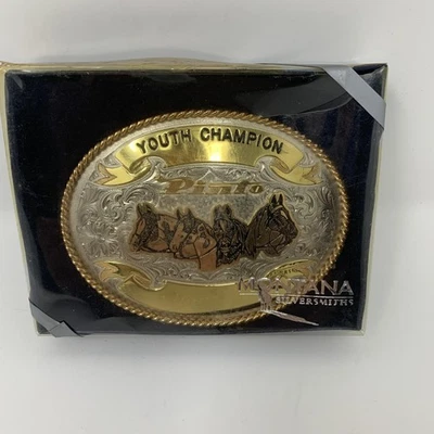 Montana Silversmiths Youth Champion Pinto Belt Buckle German Silver Horse Award - Image 1 of 4