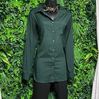 Calvin Klein Top Womens Size M Green Dress Shirt Long Sleeve Button Down  3074 - Image 1 of 4