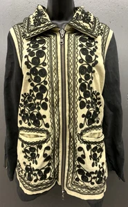 Free People Jacke Damen XS beige schwarz genähte Federkiele bestickt Boho Artsy - Bild 1 von 11