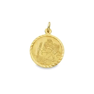 9ct Yellow Gold Flat St. Christopher Pendant - 16x19x0.5mm -1.4g - Picture 1 of 6