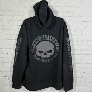 Harley Davidson Hoodie Herren 2XL Full Zip Skull Sweatshirt Biker Motorrad Y2K - Bild 1 von 13