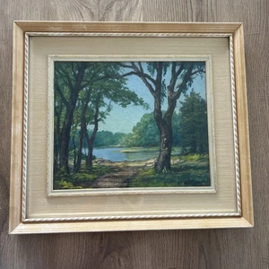 ALVIN G STUPE 1877-1974 Fox River Batavia Illinois Landschaft gerahmt Original Kunst - Bild 1 von 12
