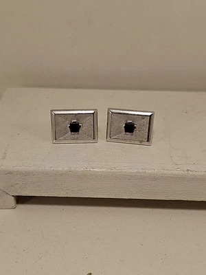 DE COLECCIÓN SWANK TONO PLATA CON GEMELOS DE PIEDRA NEGRA FIRMADOS CUADRADOS Foto 1 de 4