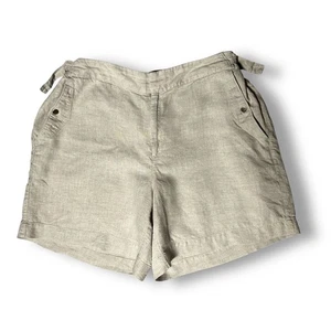 Athleta Voyager Linen Shorts Sz 18 Neutral Beige Coastal Travel Resortwear - Picture 1 of 8