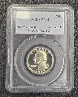 1963 Proof Washington Quarter, PCGS, PR68 - Image 1 of 4