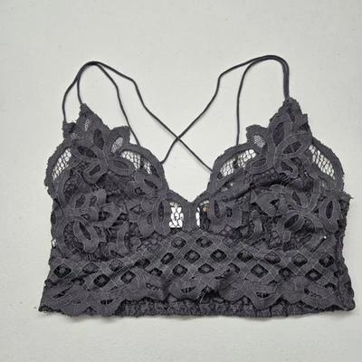 Sujetador FP One Mujer Grande Gris Carbón Floral Bralette Inalámbrico Encaje Espaguetis Foto 1 de 4