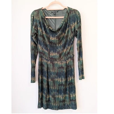 Peruvian Connection Annika Cowl Neck Printed Dress Green Women's XS NEW - Image 1 of 4