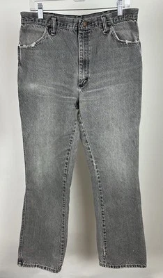 Vintage 80s 90s RUSTLER Bootcut Jeans 32x32 ACTUAL Faded Black Denim Cowboy  - Image 1 of 4