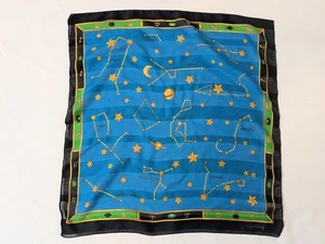 Vintage SYMPHONY Silk Hankercheif Scarf Astrology Horoscopes Night Sky - Picture 1 of 4