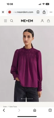 ME+EM Purple Silk High Neck Swing Blouse Top Size 8 – Designer Luxury - Image 1 of 4