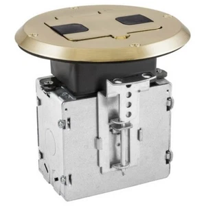 Hubbell RF515BR Solid Brass 1-Gang Floor Box Kit TradeSelect - Picture 1 of 8