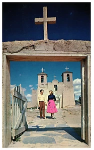 Ranchos de Taos NM New Mexico Mission Church Franciscans 1950's Vintage Postcard - Picture 1 of 3