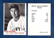 1951 New York Giants: MONTE KENNEDY (@1975 TCMA) commemorative card