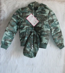 Justice Puffer Jacket Coat Collection Girl Size 6 / 7 Green Camo w Bag Packable - Picture 1 of 12