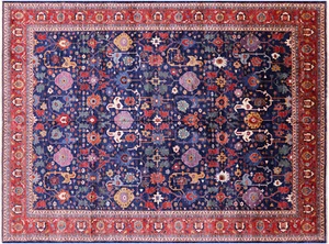 Blue Heriz Serapi Handmade Wool Rug 9' 11" X 13' 2" - Q22816 - Picture 1 of 12