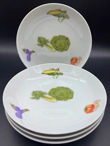 1981 Set di 4 ciotole zuppiere Shafford County Fair Verdure 7-5/8" coupé Country - Foto 1 di 7