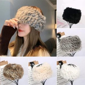 Womens Russian Thick Fluffy Fox Faux Fur Headband Hat Winter Ear Warmer Ski Wrap - Picture 1 of 24