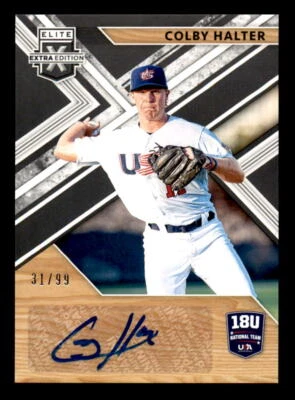 2019 Panini Elite Extra Edition 18U USA Colby Halter RC Auto #/99 (ref 20325) - Image 1 of 2