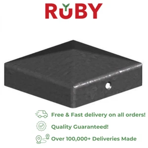 Metal Fence Post Caps Pyramid Square Epoxy Black Galvanised 4" 100mm Post Top - Picture 1 of 2