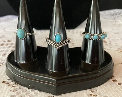 Anillos Nuevos - Estilo Occidental - Grupo de Tres - Colores Turquesa Foto 1 de 4