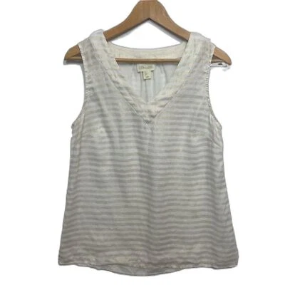 Lucy and Laurel Metallic Stripe Linen Tank Gold and White Size Small  - Image 1 of 4