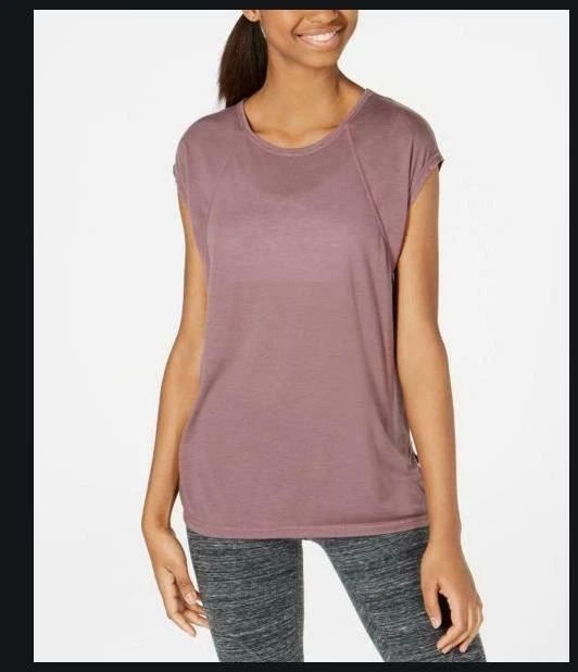 Calvin Klein Womens Java Red Cap-Sleeve Crisscross Back T-Shirt   S $39 TINI {&} - Image 1 of 3