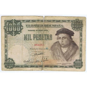 ESPAÑA BILLETE 1000 PESETAS 1946 - Serie 886283  MBC- - Picture 1 of 2
