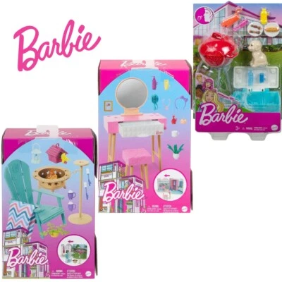 BARBIE MÖBEL SPIELSET ZUBEHÖR BBQ / GARTENSET / SCHMINKTISCH SPIELZEUG MATTEL