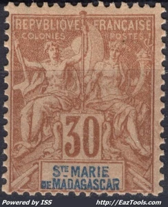 SAINTE MARIE DE MADAGASCAR TYPE GROUPE N° 9 NEUF * AVEC CHARNIERE - Picture 1 of 2