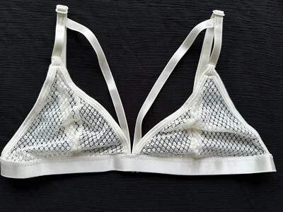 Bralette de malla blanca con tiras para mujer talla XS sin cables Foto 1 de 3
