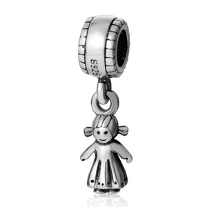 925 STERLING SILVER CUTE GIRL DAUGHTER PENDANT CHARM BEAD FITS EUROPEAN BRACELET - Picture 1 of 3