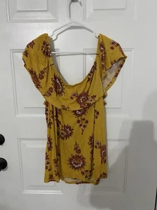 Old Navy Top Damen XXL gelb schulterfrei Blumen Bluse Bauern Boho Neu mit Etikett - Bild 1 von 5