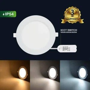 Panel empotrado LED delgado luz techo Downlight redondo CCT 3000K+4000K+6000K IP54 - Imagen 1 de 13