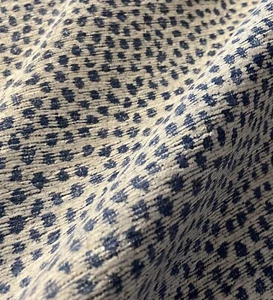 KRAVET DESIGN TESSUTO CINIGLIA VELLUTO TESSUTO "CHEETAH SPOT" BLU E CREMA - Foto 1 di 3