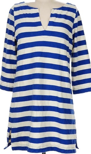 OFF WHITE Abito copricostume J.Crew donna blu royal bianco sporco casual a righe manica 3 4 sm