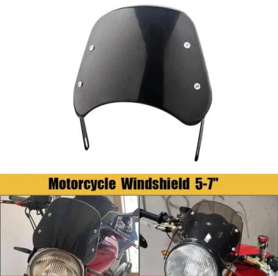 Carenado de faros de motocicleta universal negro de 5-7"" parabrisas redondo Foto 1 de 4