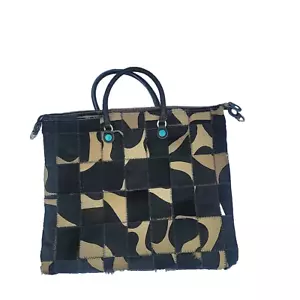 GABS Italy Cow Print Pony Hair Convertible Bag Teal - Picture 1 of 19