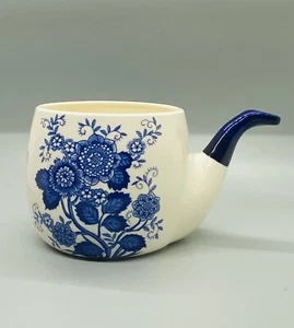 Vintage Mid Century Pottery Vase Inarco Japan Pipe Planter Floral Cobalt Blue - Picture 1 of 13