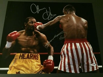 Sugar Ray Leonard & Thomas Hearns Dual Autographed 16x20 Photo - PSA - Image 1 of 4