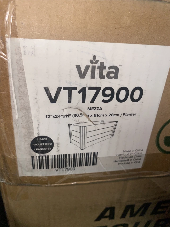 NEW Vita Mezza 12 Inch by 24 Inch Outdoor Planter 2-Pack FSC Cedar Wood Crafted - Image 1 of 1