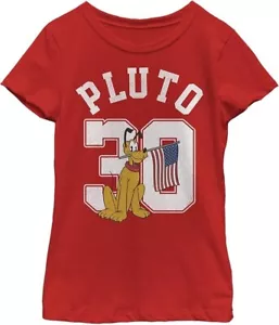 DISNEY Pluto 30 American Flag Graphic Red Girls Medium 7/8 T-Shirt NEW - Picture 1 of 6