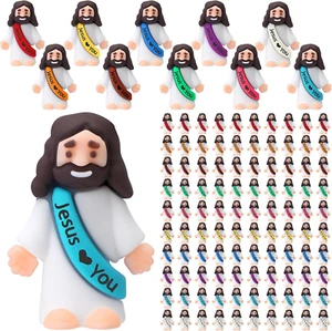 100 Pcs Little Jesus Figures Easter Jesus Loves You Original Design Religious To - Picture 1 of 12