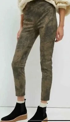 Anthropologie Nori FAUX Suede Tie Dye Leggings Pull On Skinny Pant MOSS L EXCLNT - Image 1 of 4