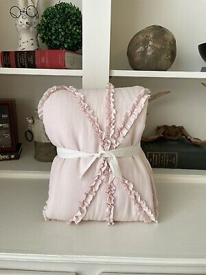 Pottery Barn Kids Casual Ruffle Recycled Baby Quilt Blush NWT • 52.44$