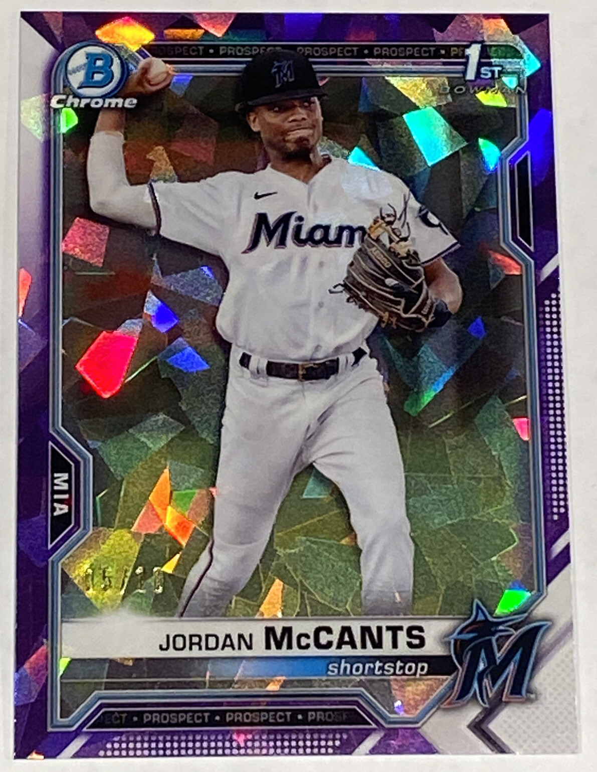 2021 Bowman Draft Chrome Sapphire Jordan McCants Purple Refractor /10  Marlins