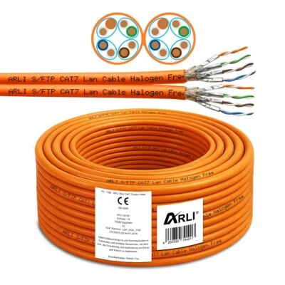 50m Cat7 Verlegekabel duplex Netzwerkkabel cat 7 Twin Kabel Netzwerk Kupfer 50 m - Bild 1 von 4