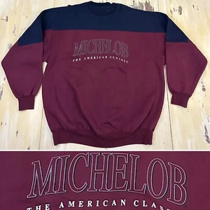 MICHELOB BEER - Vtg 90s Jansport American Classic Burgundy Sweatshirt, Mens 2XL - Picture 1 of 14
